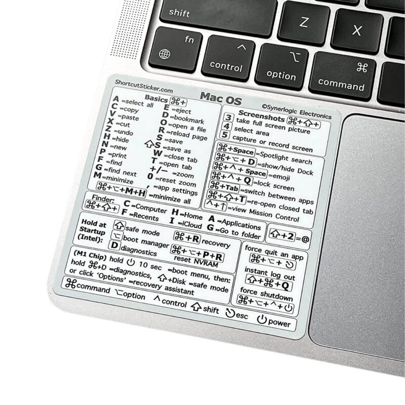 For Macbook PC Laptop Windows Reference Guide Keyboard Shortcuts Sticker Adhesive