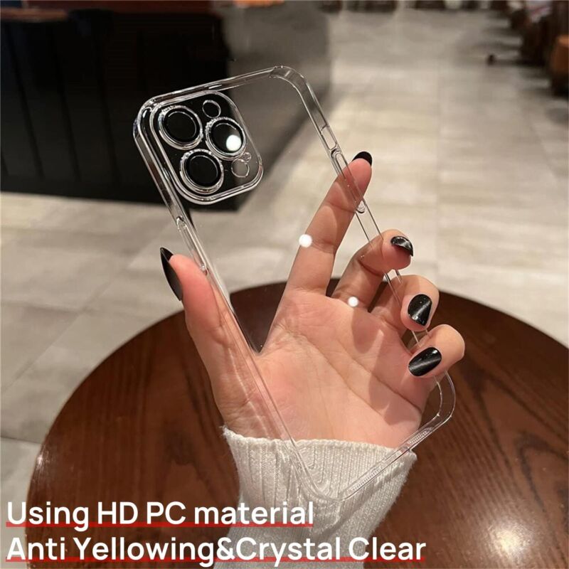 For iPhone 14 13 12 11 Pro Max PC Clear Case Shockproof Slim Camera Full Cover Hard