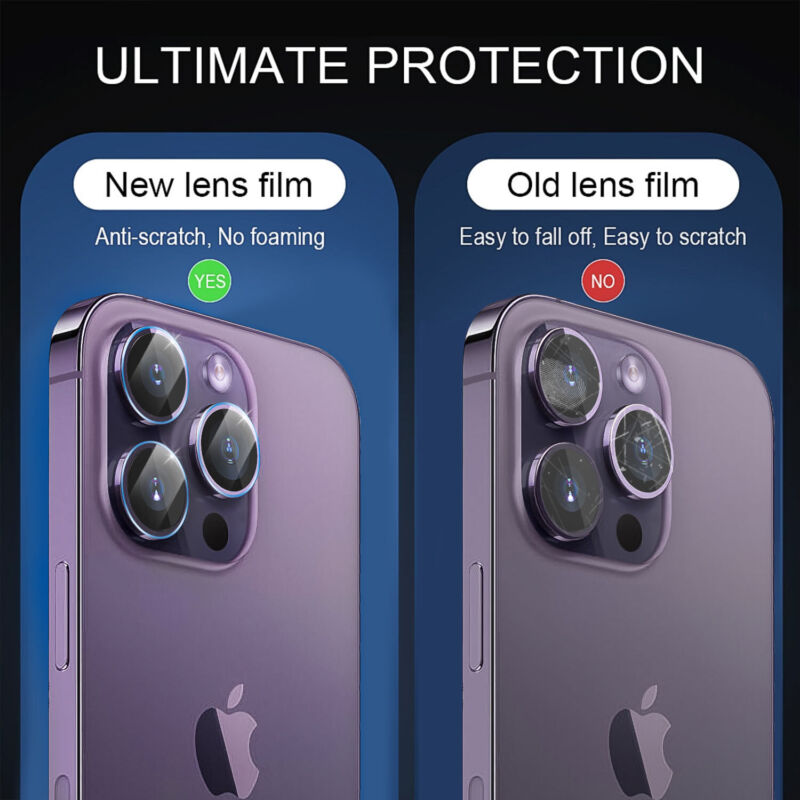 For Apple iPhone 14 Plus 13 12 Pro Max Camera Lens Rings Tempered Glass Protector