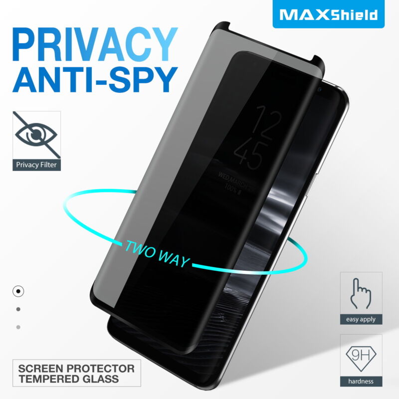 MAXSHIELD Privacy Glass Screen Protector For Samsung Galaxy S23 S22 S21 FE Plus Ultra