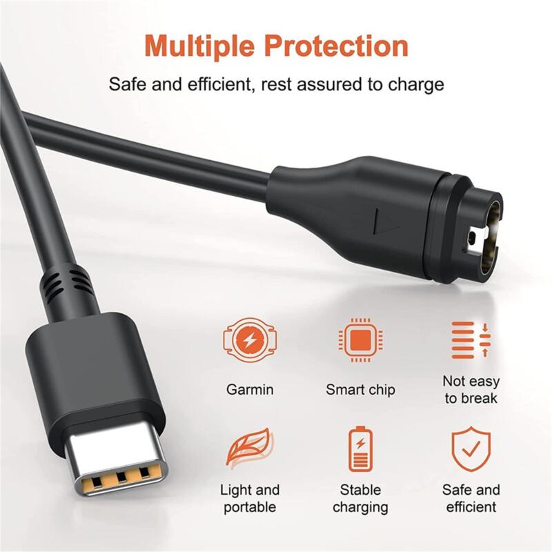 USB C Tpye C Charger Cable For Garmin Fenix 7 6 Pro Venu 2 Plus Forerunner 45 965