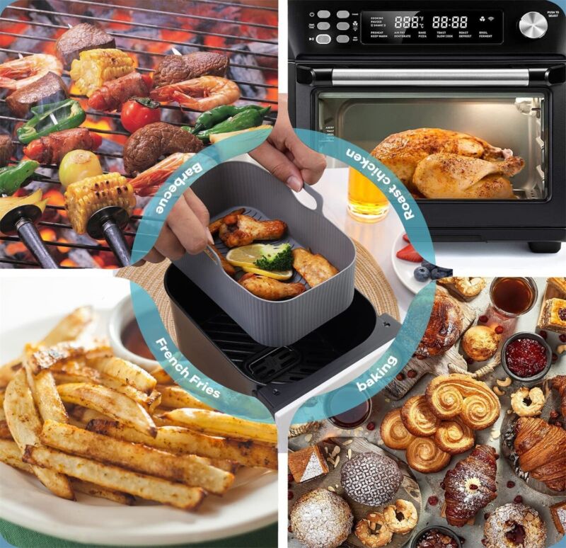 Air Fryer Durable Silicone Pot Basket Liner Rectangle Reusable Baking Tray