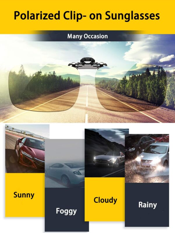 Photochromic Polarised Clip On Flip Sunglasses Pilot Polarized Fishing Eyewear