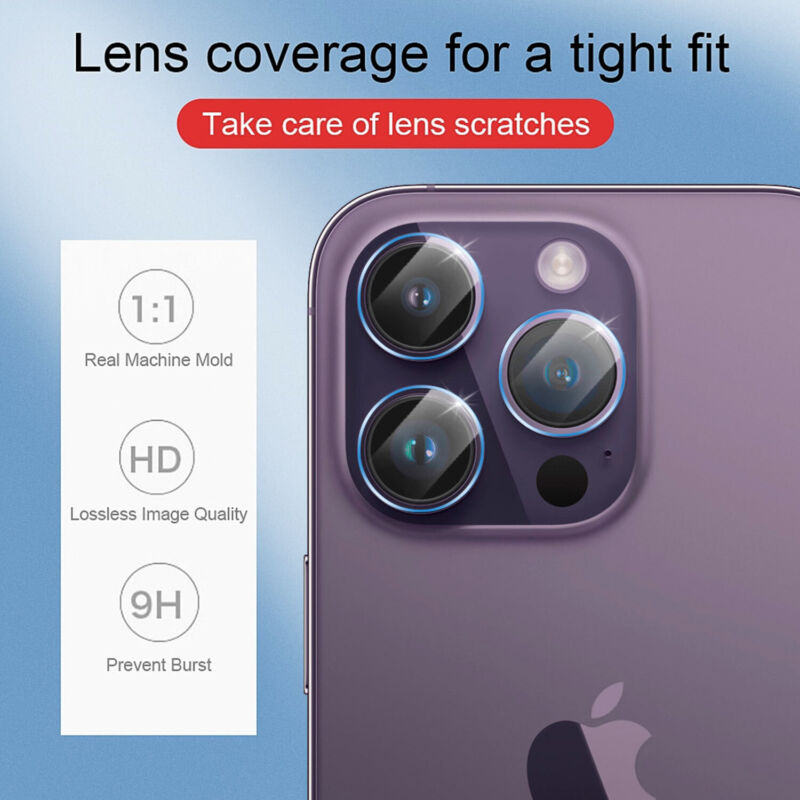 For Apple iPhone 14 Plus 13 12 Pro Max Camera Lens Rings Tempered Glass Protector
