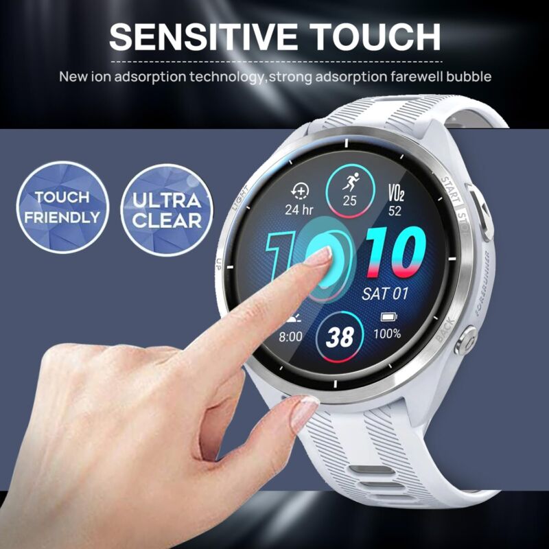 3X For Garmin Forerunner 965 265 265S Watch Full Cover Glass Screen Protector