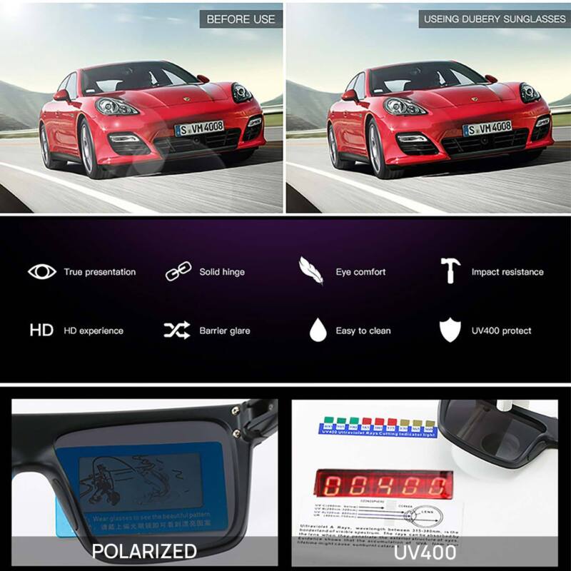 DUBERY Sunglasses Polarized Glasses Sports Driving Fishing Eyewear UV400 Unisex