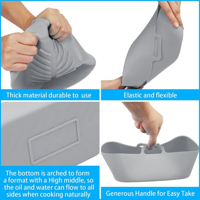 Air Fryer Durable Silicone Pot Basket Liner Rectangle Reusable Baking Tray