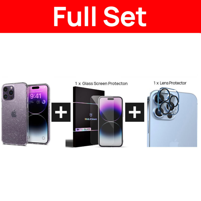 Fr Apple iPhone 14 Pro Max Plus Case Shockproof Crystal Clear Glitter Soft Cover