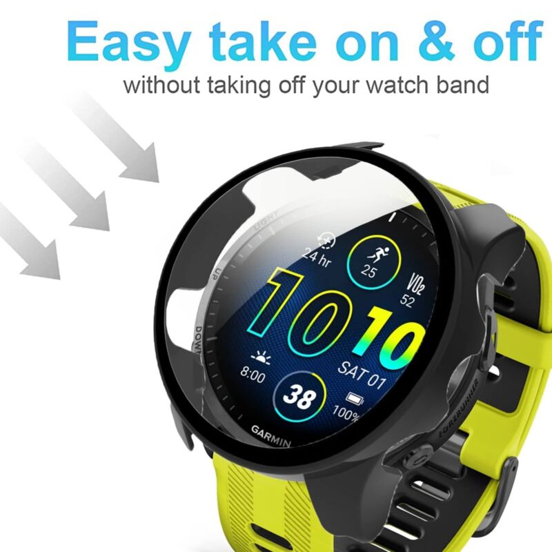 For Garmin Forerunner 265 965 Case Glass Cover Screen Protector