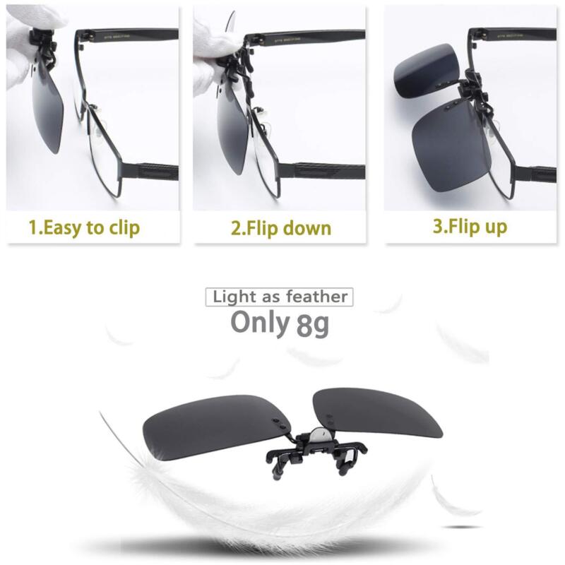 Photochromic Polarised Clip On Flip Sunglasses Pilot Polarized Fishing Eyewear