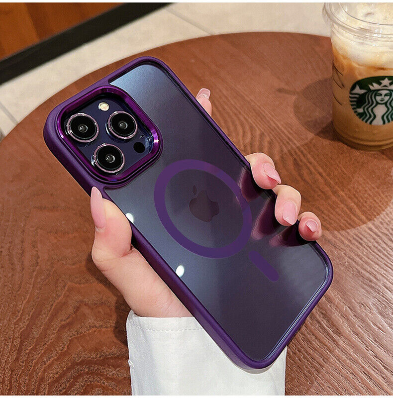 For iPhone 14 13 Pro Max Plus Clear Magsafe Case Plating Magnetic Shockprof Cover