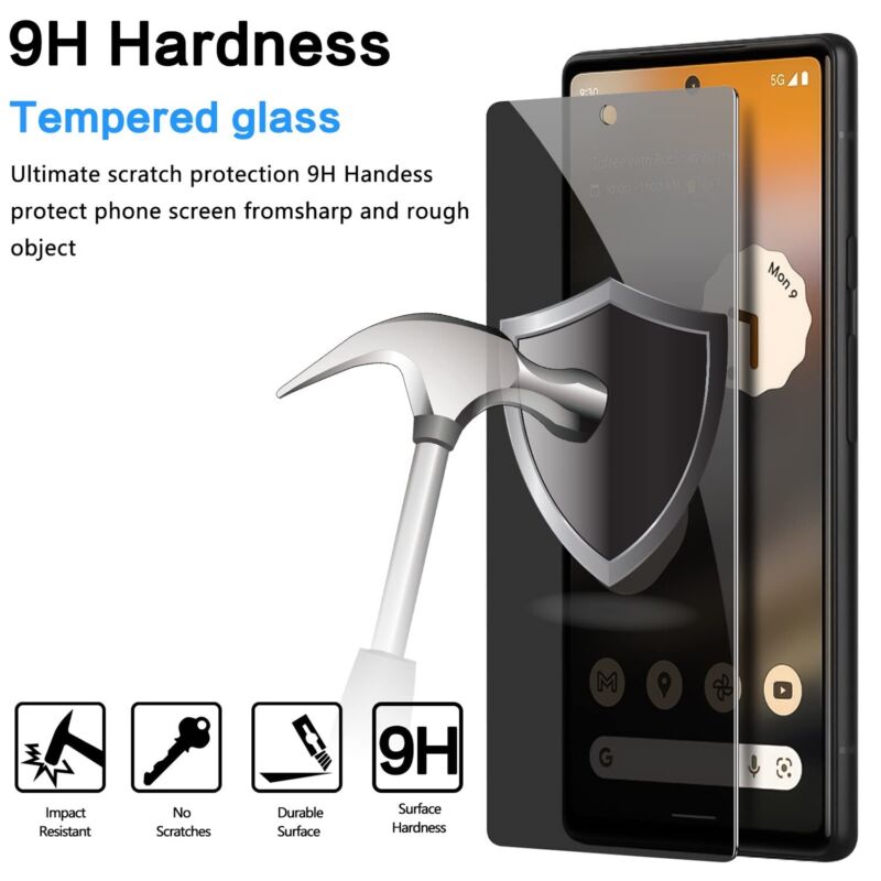 For Google Pixel 7a Privacy Anti-Spy Tempered Glass Screen + Camera Protector AU
