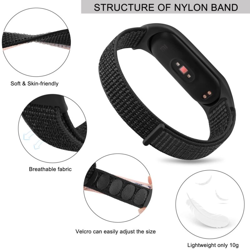 For Xiaomi Mi Band 6/5/7/4 Band Strap Replacement Nylon Loop Wrist Watchband
