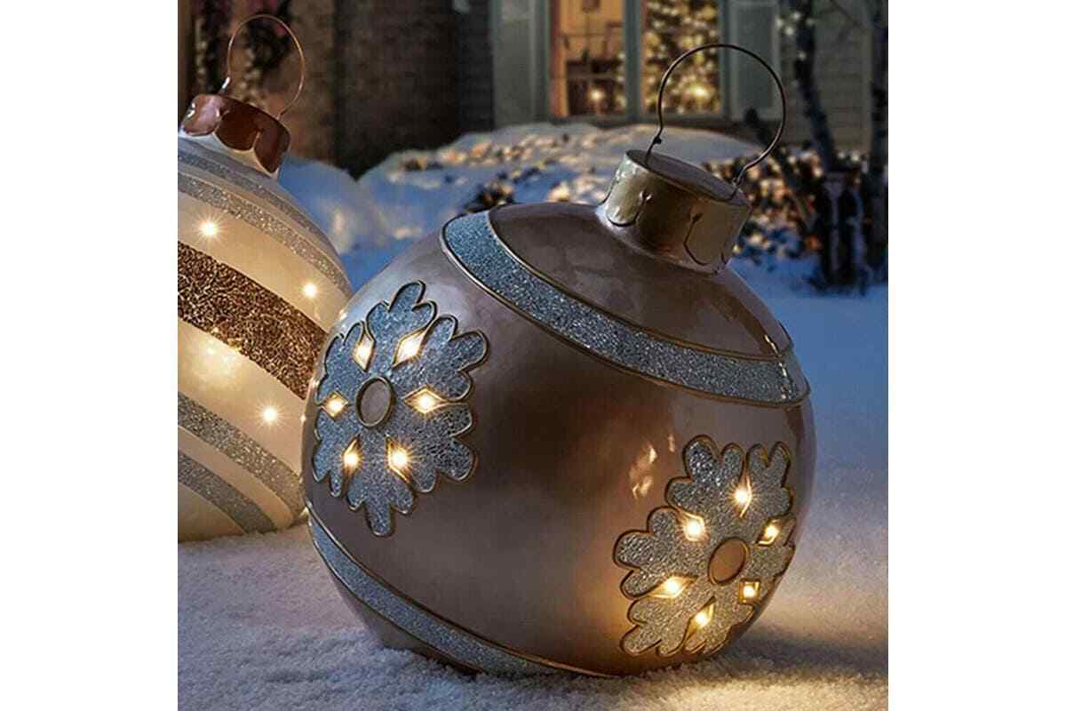 60cm Outdoor PVC Inflatable Ball Toy Christmas Ball Xmas Tree Decor No Lights