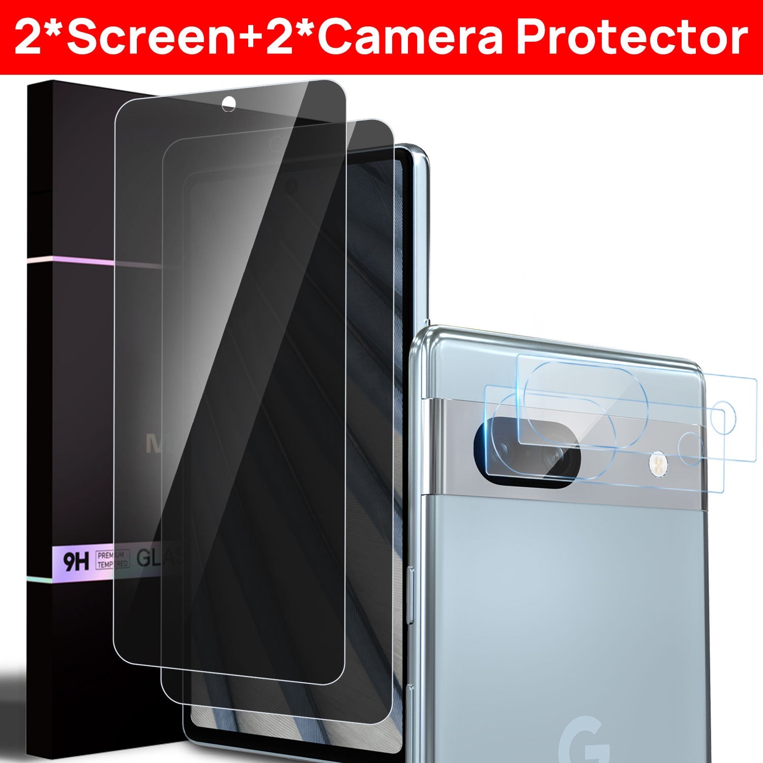 For Google Pixel 7a Privacy Anti-Spy Tempered Glass Screen + Camera Protector AU