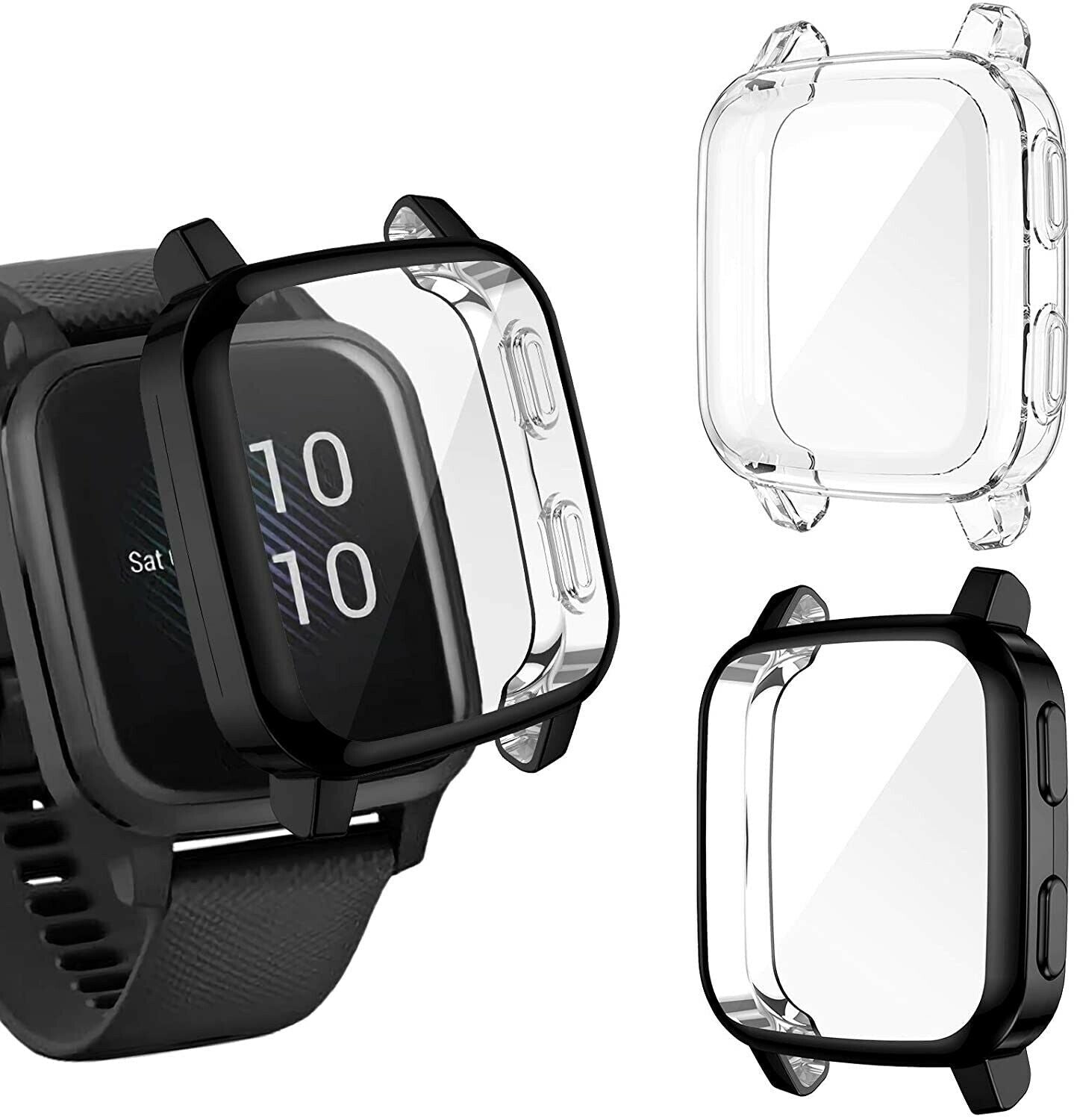 For Garmin Venu SQ Music Shockproof Clear TPU Case Full Cover Screen Protector