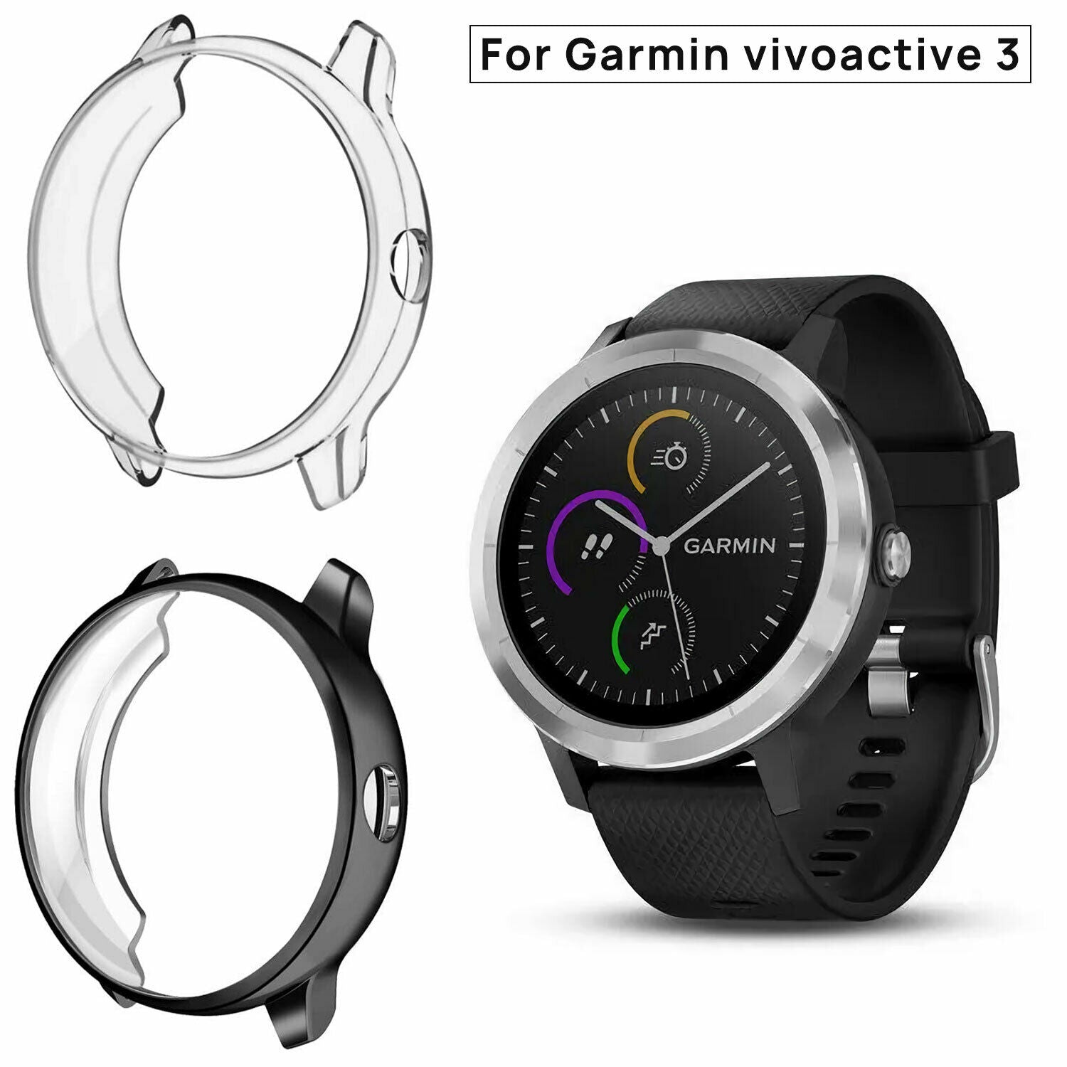 For Garmin Vivoactive 3 Case Cover Shockproof Clear Shell Charging Cable AU