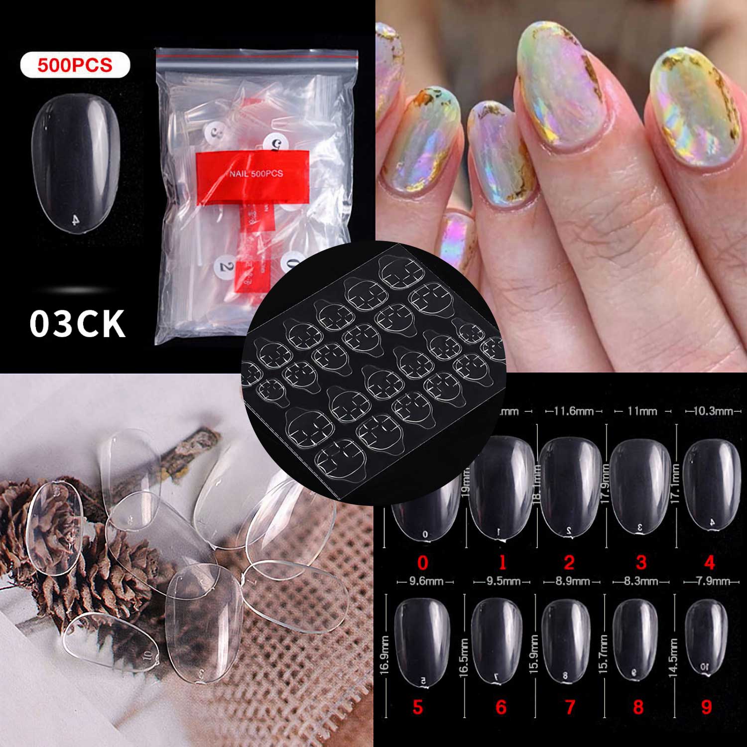 500Pcs Ballerina Nail Coffin Tips Long Art Full Cover Manicure Fake False Nails