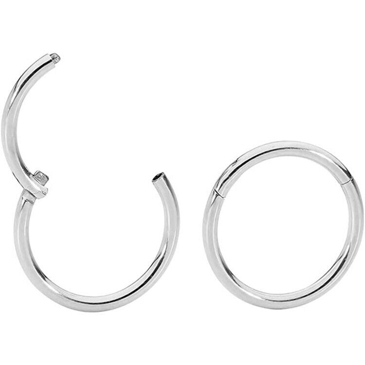 2X Nose Lip Ear Ring Hoop Rings Surgical Body Piercing Earring Stud 6 MM