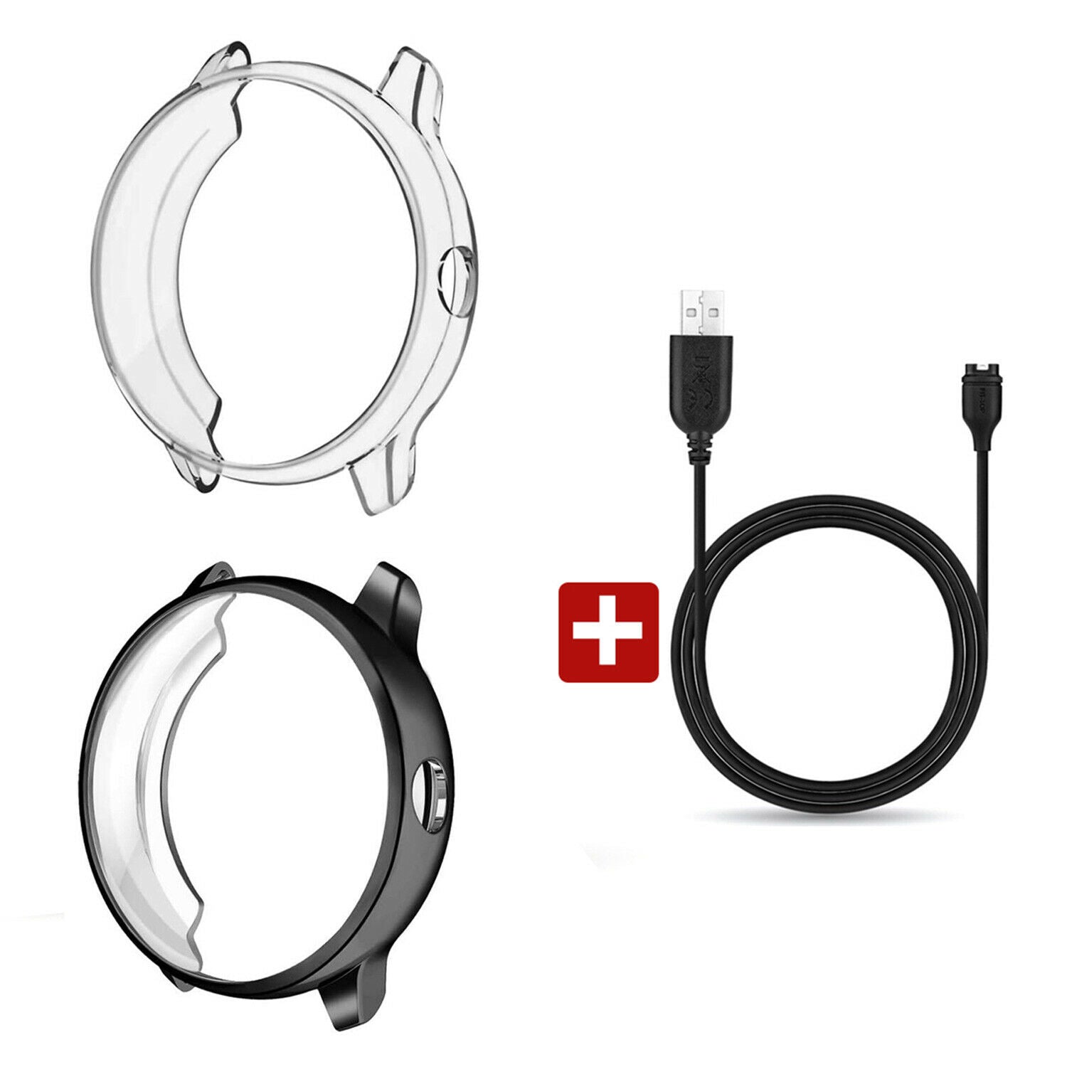 For Garmin Vivoactive 3 Case Cover Shockproof Clear Shell Charging Cable AU