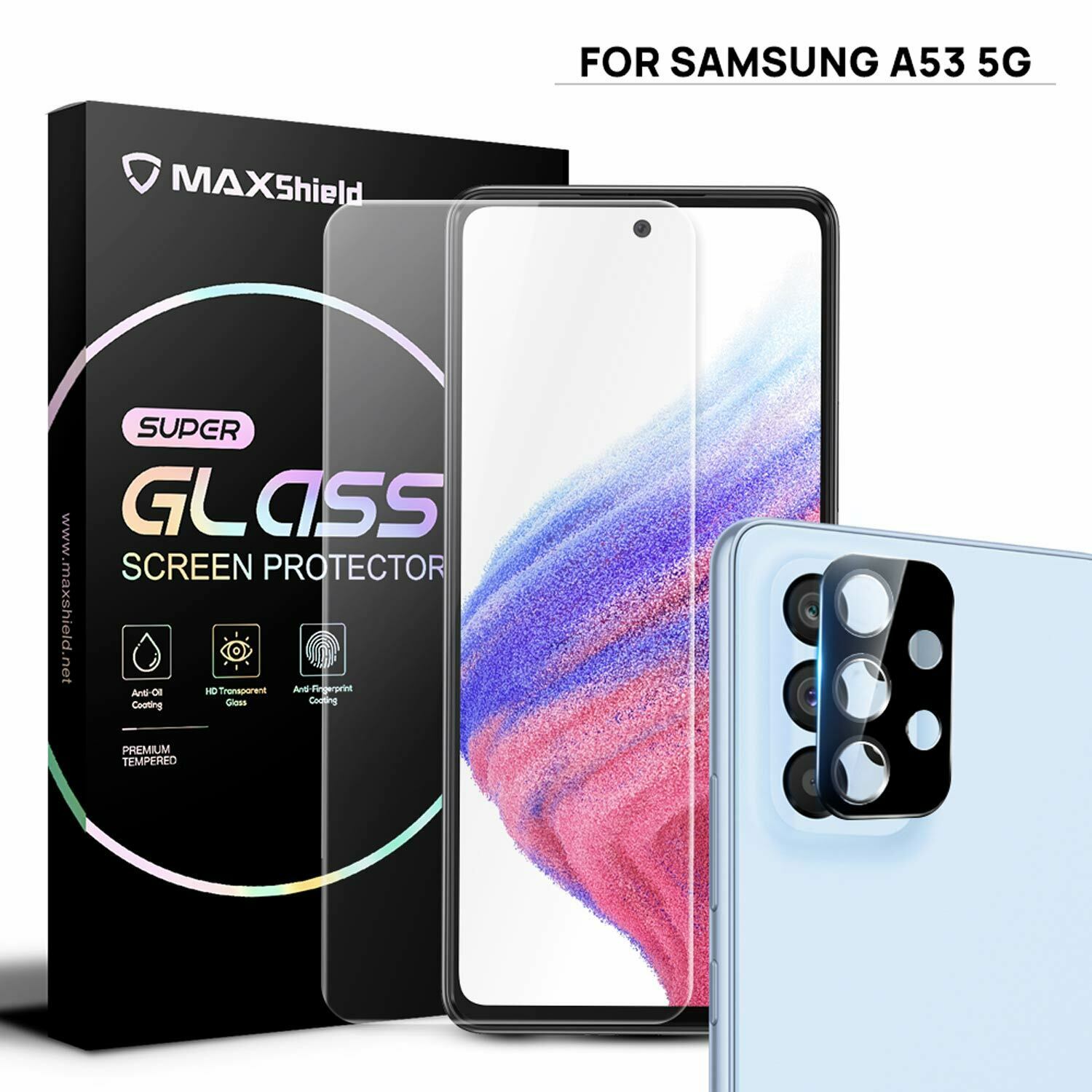 For Samsung Galaxy A53 5G Tempered Glass Full Cover Lens Camera Screen Protector