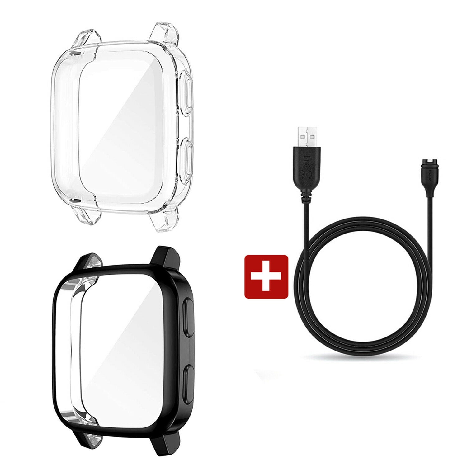 For Garmin Venu SQ Music Shockproof Clear TPU Case Full Cover Screen Protector
