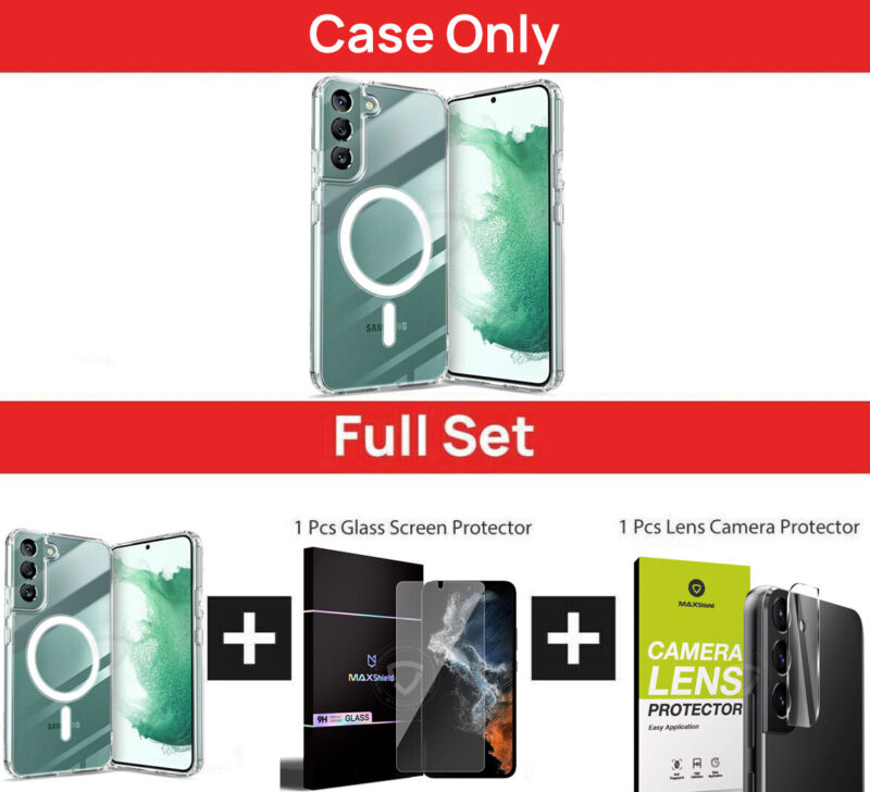 [FULL SET]For Samsung Galaxy S23 Ultra Plus Case Clear Magsafe Shockproof Magneti Cover