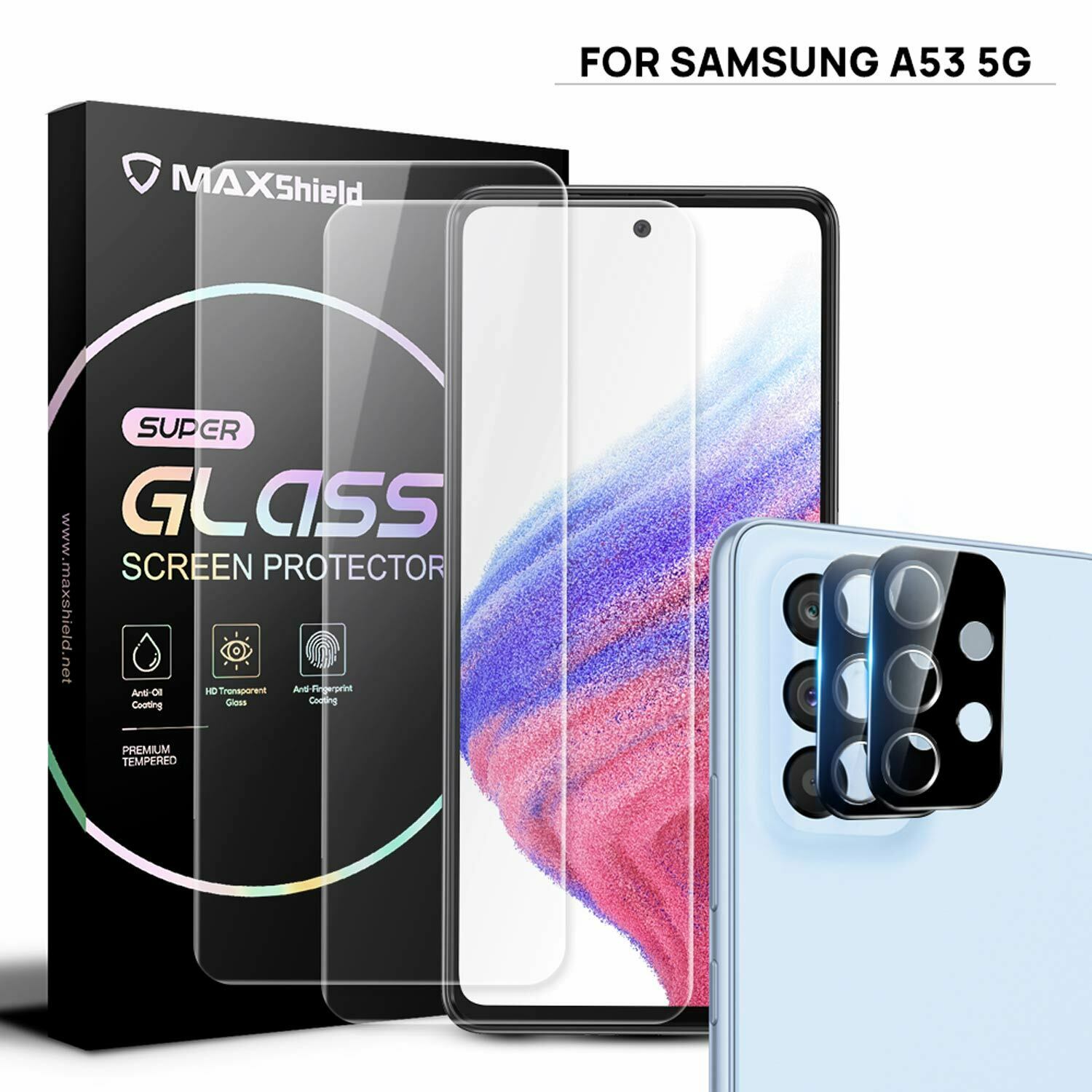 For Samsung Galaxy A53 5G Tempered Glass Full Cover Lens Camera Screen Protector