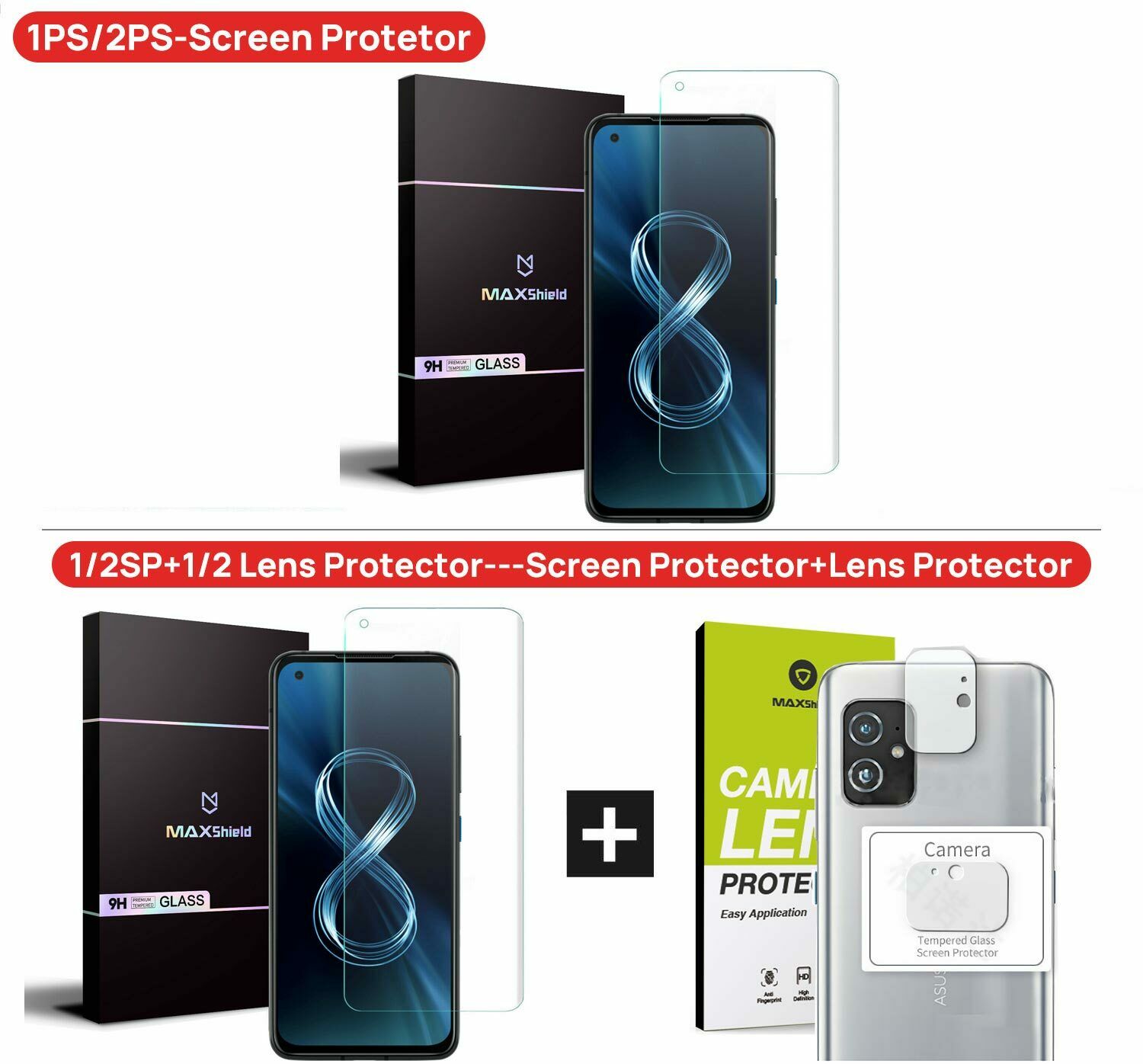 For Asus ZenFone 8 Flip Phone Tempered Glass Lens Screen Protector