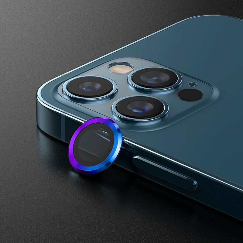 For iPhone 12 Pro Max Glass Camera Lens Metal Ring Protector