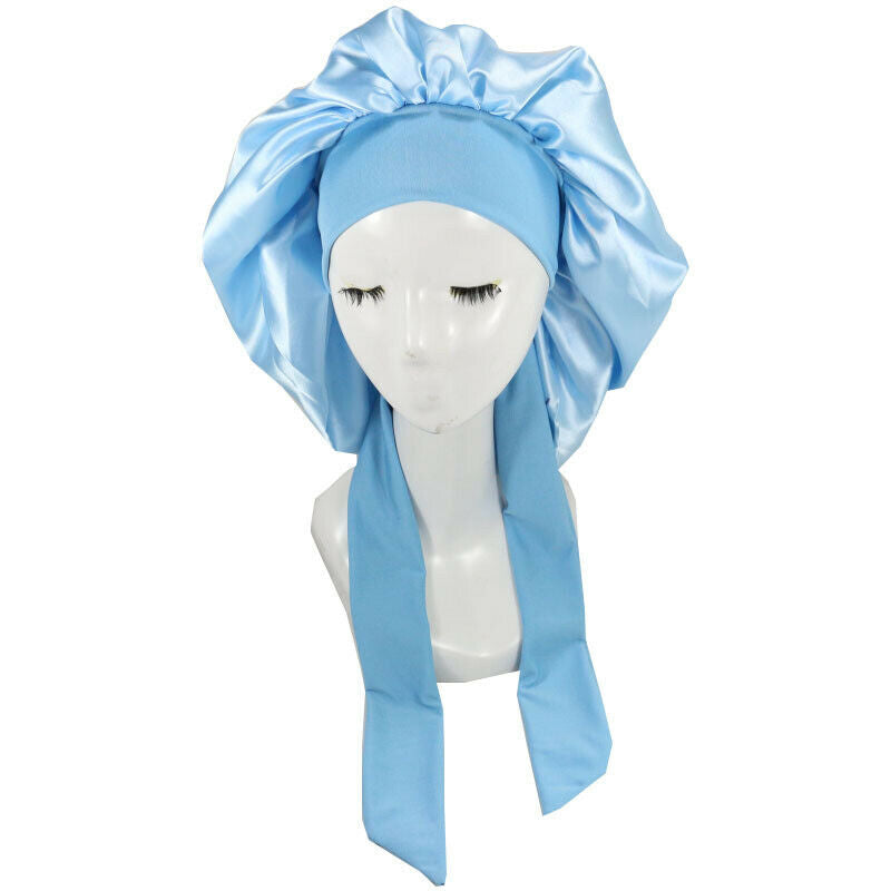 Sleeping Bonnet Hair Wrap Silk Satin Cap Women Elastic Night Soft Hat Headwear