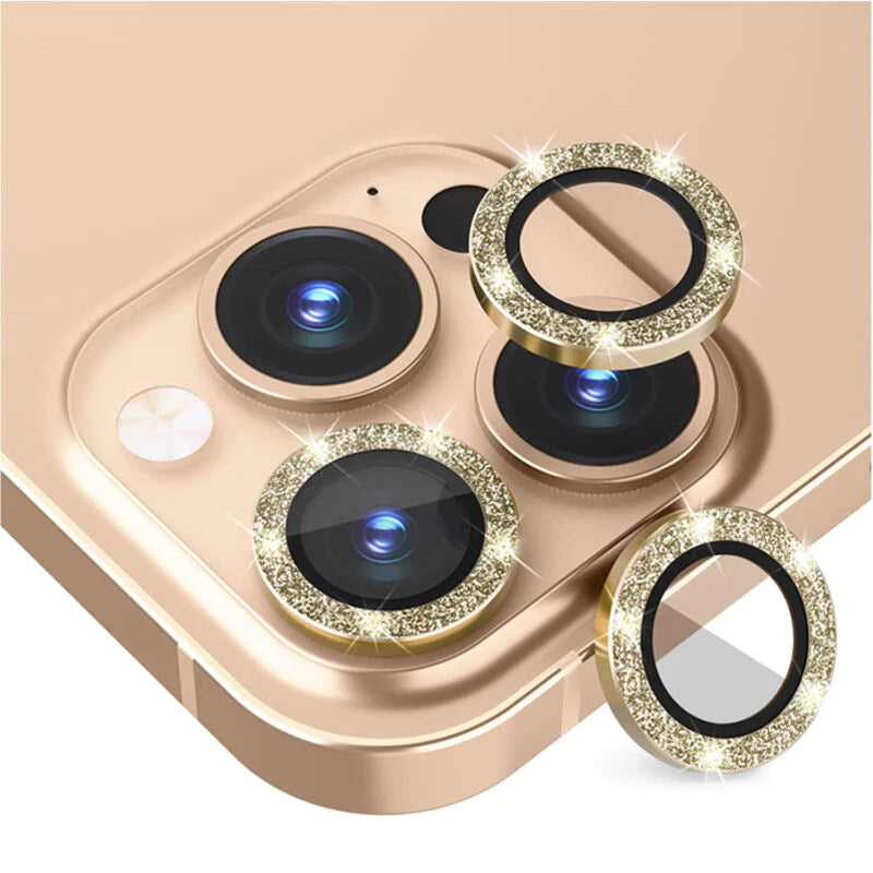 For iPhone 14 13 Pro Max Metal Camera Lens Glitter Cover Glass Protector