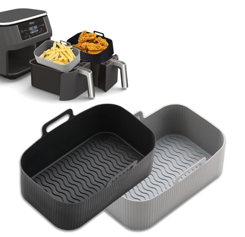 Air Fryer Durable Silicone Pot Basket Liner Rectangle Reusable Baking Tray