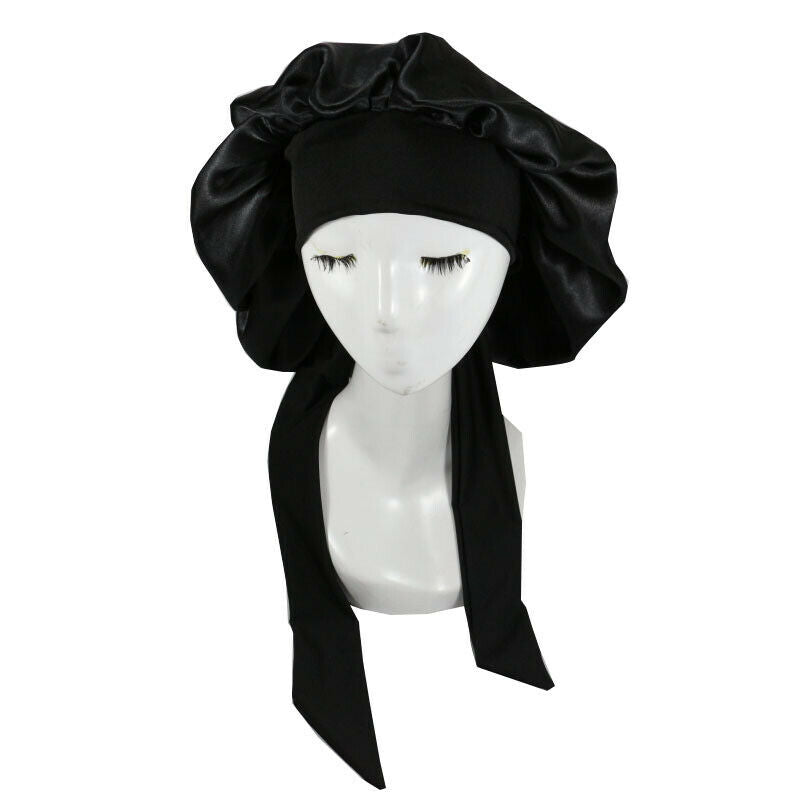Sleeping Bonnet Hair Wrap Silk Satin Cap Women Elastic Night Soft Hat Headwear