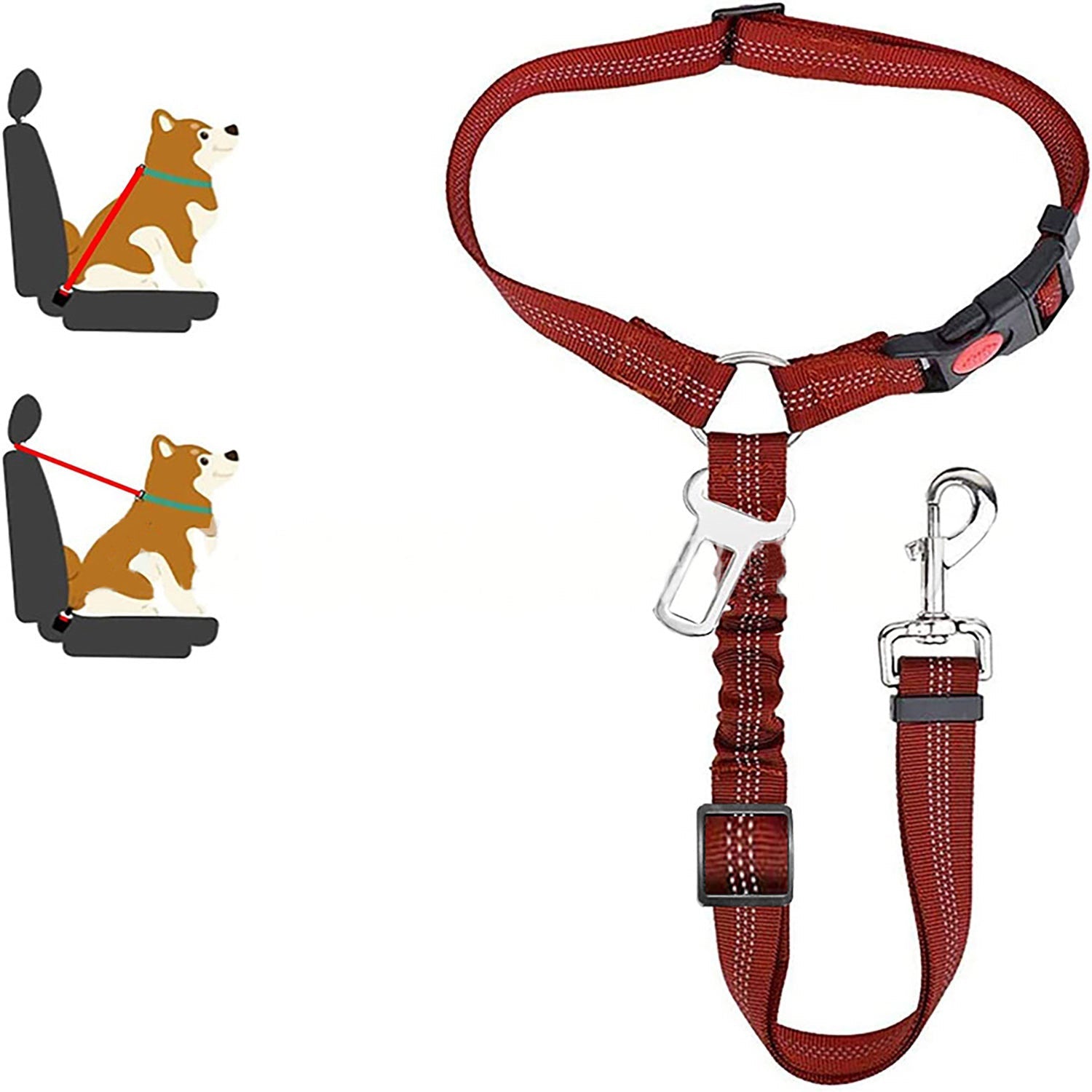 Elastic Headset Dog Car Safety Seat Belt Vehicle Lead Leash Restraint Adjustable